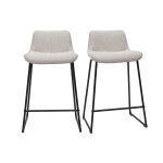Miliboo tabourets de bar en tissu effet velours textur beige et mtal h65 cm (lot de 2) boost