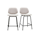 Miliboo tabourets de bar en tissu effet velours textur beige et mtal h66. 5 cm barnet (lot de 2)