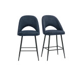 Miliboo tabourets de bar en tissu effet velours texturé bleu foncé h65 cm (lot de 2) cosette Miliboo tabourets de bar en tissu effet velours texturé bleu foncé h65 cm (lot de 2) cosette