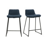 Miliboo tabourets de bar en tissu effet velours texturé bleu foncé et métal h65 cm (lot de 2) boost Miliboo tabourets de bar en tissu effet velours texturé bleu foncé et métal h65 cm (lot de 2) boost