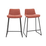 Miliboo tabourets de bar en tissu effet velours textur� terracotta et m�tal h65 cm (lot de 2) boost