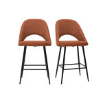 Miliboo tabourets de bar en tissu effet velours texturé terre brûlée h65 cm (lot de 2) cosette Miliboo tabourets de bar en tissu effet velours texturé terre brûlée h65 cm (lot de 2) cosette
