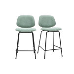 Miliboo tabourets de bar en tissu effet velours textur vert cladon et mtal h66. 5 cm barnet (lot de ...