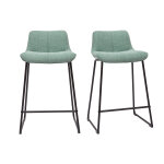 Miliboo tabourets de bar en tissu effet velours textur vert cladon et mtal noir h65 cm (lot de 2) ...