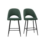 Miliboo tabourets de bar en tissu effet velours textur vert h65 cm (lot de 2) cosette