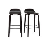 Miliboo tabourets de bar vintage bois noir h68 cm (lot de 2) obra