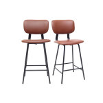 Miliboo tabourets de bar vintage marron clair avec pieds m�tal 65 cm (lot de 2) lab