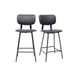 Miliboo tabourets de bar vintage noir avec pieds m�tal 65cm (lot de 2) lab