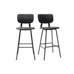 Miliboo tabourets de bar vintage noirs avec pieds m�tal 75 cm (lot de 2) lab
