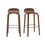 Miliboo tabourets de bar vintage noyer h68 cm (lot de 2) obra