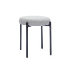 Miliboo tabouret bas empilable en tissu effet velours textur� gris clair et m�tal noir h41 cm kiko