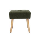 Miliboo tabouret bas en tissu effet velours vert kaki et bois clair massif h46 cm guesta
