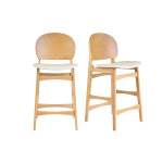 Miliboo tabourets scandinaves en bois clair fr�ne et blanc h68 cm (lot de 2) elton