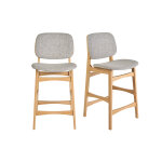 Miliboo tabourets scandinaves en bois clair fr�ne et tissu gris clair h66 cm (lot de 2) soquette
