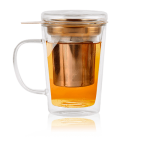 Tisani�re amo 30cl en verre double paroi avec filtre - vialli design - couvercle verre - kusmi tea