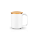 Tisani�re porcelaine 48cl - kusmi, filtre inox, couvercle bois, mug � th� - tisani�re en porcelaine avec ...