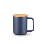 Tisani�re porcelaine 48cl - kusmi, filtre inox, couvercle bois, mug � th� - tisani�re en porcelaine avec ...