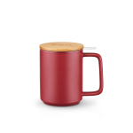 Tisani�re porcelaine 48cl - kusmi, filtre inox, couvercle bois, mug � th� - tisani�re en porcelaine avec ...