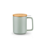Tisani�re porcelaine 48cl - kusmi, filtre inox, couvercle bois, mug � th� - tisani�re en porcelaine avec ...