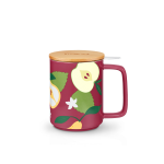 Tisani�re porcelaine 48cl - kusmi, filtre inox, couvercle bois, mug � th� - tisani�re en porcelaine avec ...