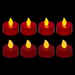 8 bougies led chauffe - plat 3, 7cm rouges