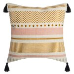 Housse de coussin en coton  rayures 40x40cm perle