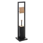 Valet wc drouleur + brosse en mtal noir et bambou