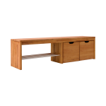 Banc  chaussures bois massif avec 2 cubes de rangement cyriel