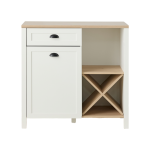 Buffet bas blanc et décor bois 1 porte 1 tiroir pivoine Buffet bas blanc et décor bois 1 porte 1 tiroir pivoine