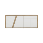 Buffet d�cor bois et blanc 4 portes 1 tiroir gustave