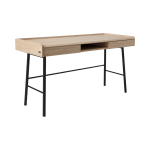 Bureau d�cor bois pieds m�tal 2 tiroirs mila
