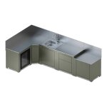 Cuisine 5 modules avec �vier et r�frig�rateur comfort sauge