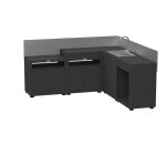 Cuisine d'extrieur en angle 5 lments avec crdence en acier noir le marquier
