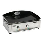 Ensemble plancha maill 600x400 lectrique + desserte bois / inox roller grill