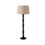 Lampadaire pied bois noir structur� et abat - jour beige rolande