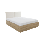 Lit coffre décor bois avec tête de lit tissu géorgia Lit coffre décor bois avec tête de lit tissu géorgia