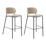 Lot de 2 chaises de bar 75 cm tissu et bois pieds m�tal sofia