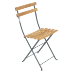 Lot de 2 chaises pliantes bistro naturel en acier et en bois