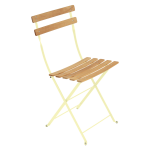Lot de 2 chaises pliantes bistro naturel en acier et en bois