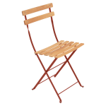 Lot de 2 chaises pliantes bistro naturel en acier et en bois