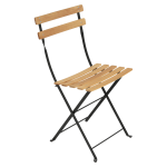 Lot de 2 chaises pliantes bistro naturel en acier et en bois