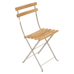 Lot de 2 chaises pliantes bistro naturel en acier et en bois