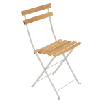 Lot de 2 chaises pliantes bistro naturel en acier et en bois