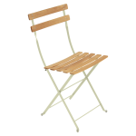 Lot de 2 chaises pliantes bistro naturel en acier et en bois