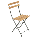 Lot de 2 chaises pliantes bistro naturel en acier et en bois