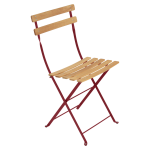 Lot de 2 chaises pliantes bistro naturel en acier et en bois