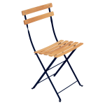 Lot de 2 chaises pliantes bistro naturel en acier et en bois