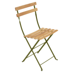 Lot de 2 chaises pliantes bistro naturel en acier et en bois fermob