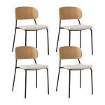 Lot de 4 chaises tissu et bois pieds mtal sofia