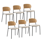 Lot de 6 chaises tissu et bois pieds mtal sofia